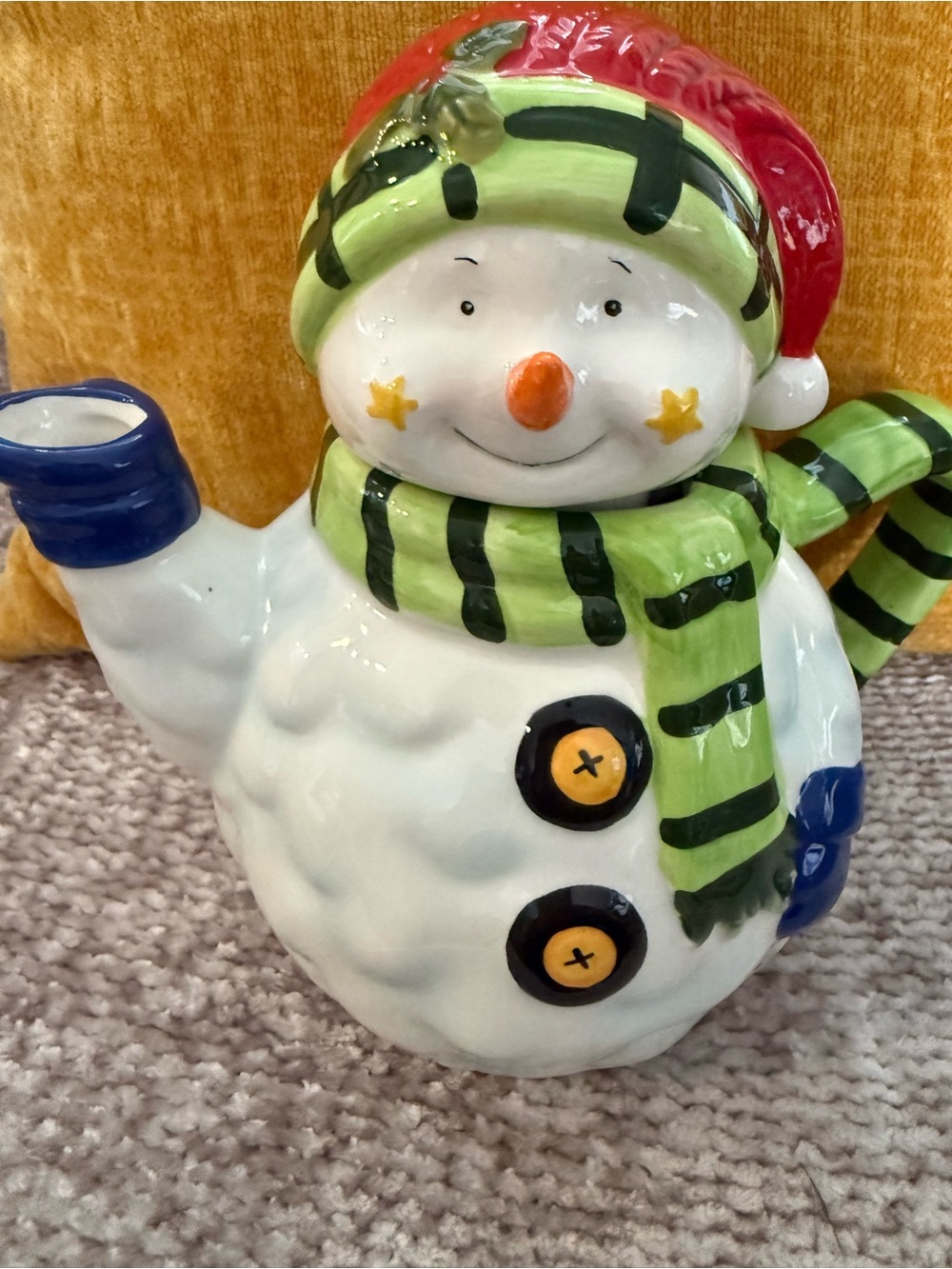 Homco Home Interiors Snowman Ceramic Teapot 8"